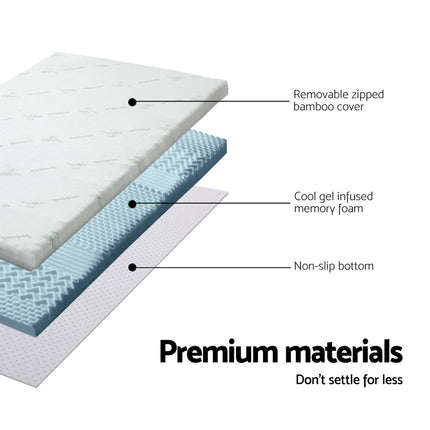 Giselle Memory Foam Mattress Topper 7-Zone 8cm King Single.