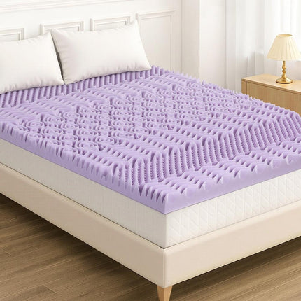Giselle 8cm Memory Foam Mattress Topper Lavender Infused Bamboo Cover 7-Zone Double.