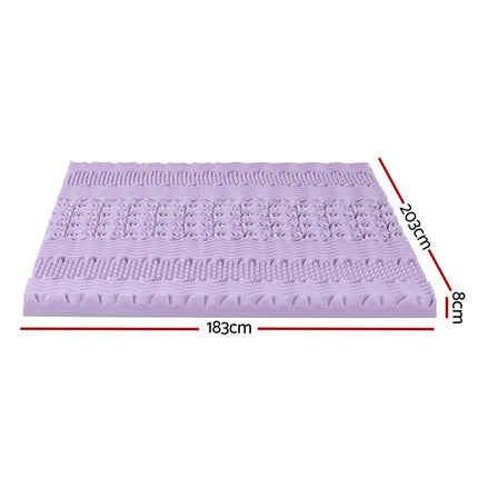Giselle 8cm Memory Foam Mattress Topper Lavender Infused Bamboo Cover 7-Zone King.