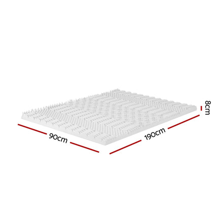Giselle Bedding Memory Foam Mattress Topper 7-Zone Airflow Pad 8cm Single White.