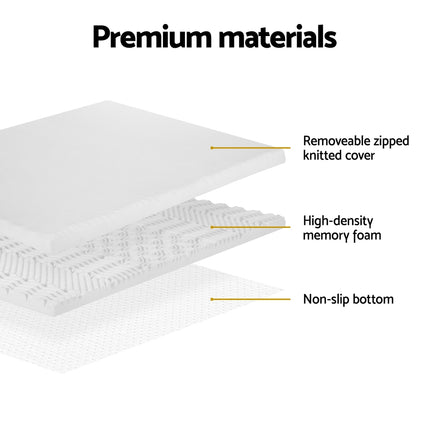 Giselle Bedding Memory Foam Mattress Topper 7-Zone Airflow Pad 8cm Single White.