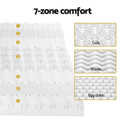 Giselle Bedding Memory Foam Mattress Topper 7-Zone Airflow Pad 8cm Single White.