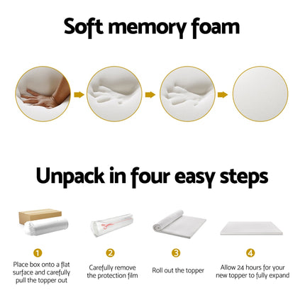 Giselle Bedding Memory Foam Mattress Topper 7-Zone Airflow Pad 8cm Single White.