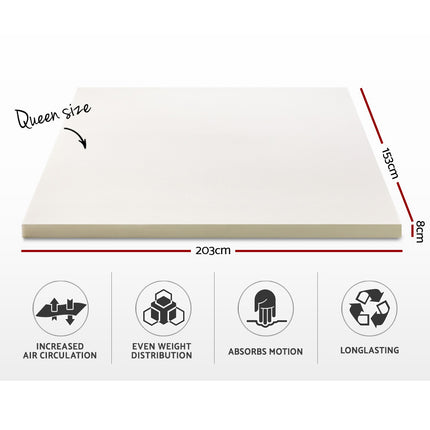 Giselle Bedding Memory Foam Mattress Topper 8cm Queen.