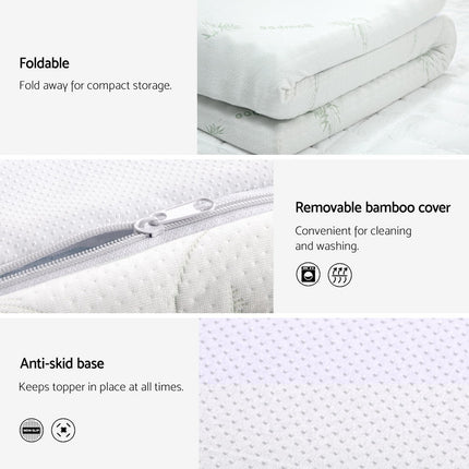 Giselle Bedding Memory Foam Mattress Topper Cool Gel Bed Mat Bamboo 10cm King.