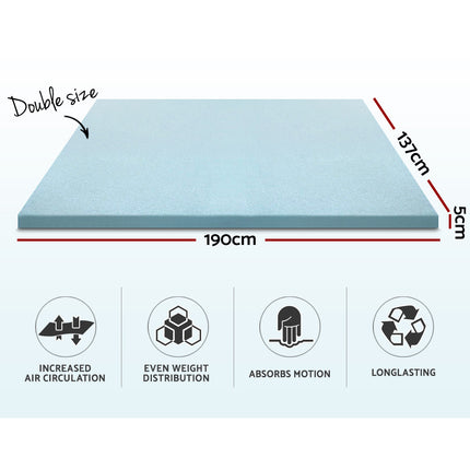 Giselle Bedding Memory Foam Mattress Topper Cool Gel 5cm Double.