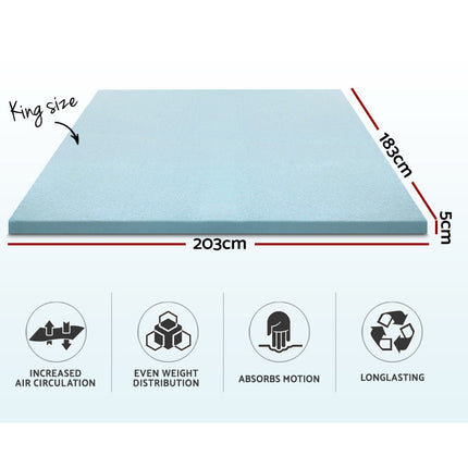 Giselle Bedding Memory Foam Mattress Topper Cool Gel 5cm King.