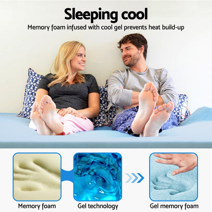 Giselle Bedding Memory Foam Mattress Topper Cool Gel 5cm King Single.