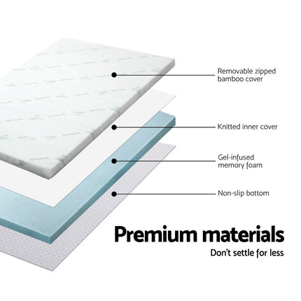 Giselle Bedding Memory Foam Mattress Topper Cool Gel 5cm Queen.