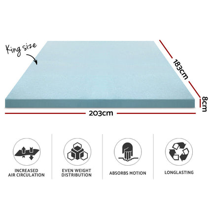Giselle Bedding Memory Foam Mattress Topper Cool Gel 8cm King.