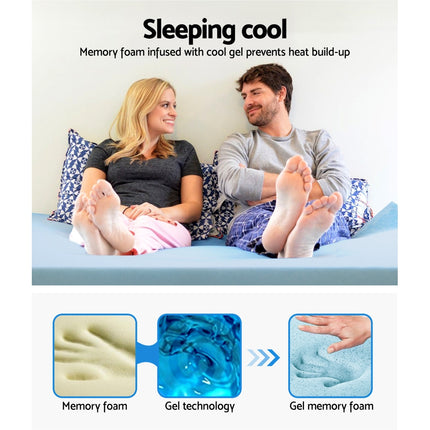 Giselle Bedding Memory Foam Mattress Topper Cool Gel 8cm King.