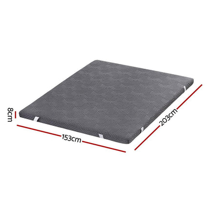 Giselle 8cm Memory Foam Mattress Topper Gel Dual Layer Foam Bamboo Queen.
