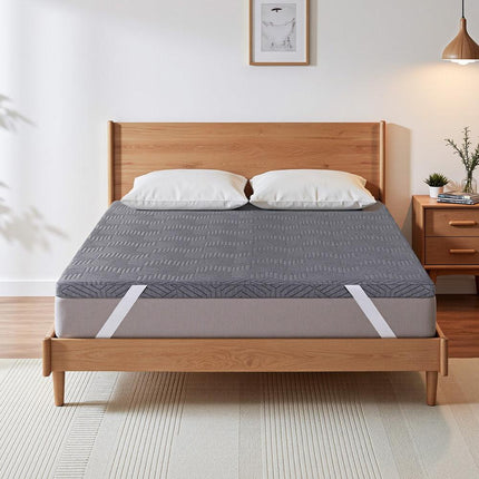 Giselle 8cm Memory Foam Mattress Topper Gel Dual Layer Foam Bamboo Queen.