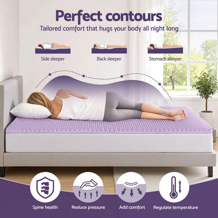 Giselle 5cm Memory Foam Mattress Topper Lavender Infused Egg Crate Pad Mat Double.
