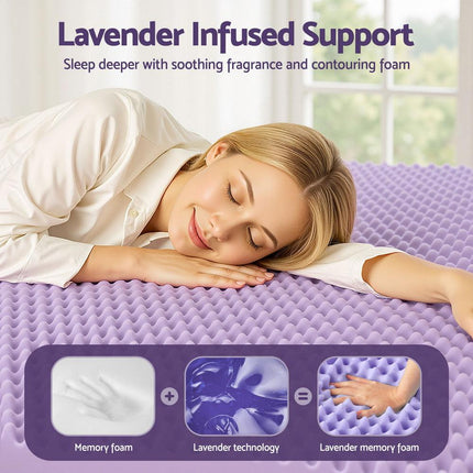 Giselle 5cm Memory Foam Mattress Topper Lavender Infused Egg Crate Pad Mat Double.