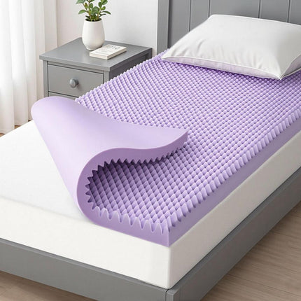 Giselle 5cm Memory Foam Mattress Topper Lavender Infused Egg Crate King Single.