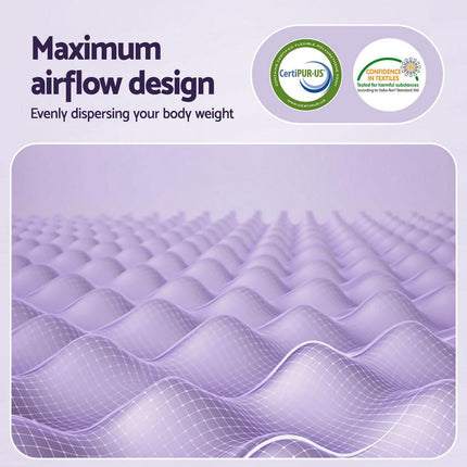 Giselle 5cm Memory Foam Mattress Topper Lavender Infused Egg Crate Pad Mat Single.