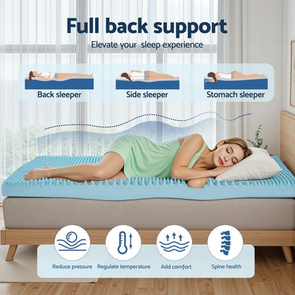 Giselle 8cm Memory Foam Mattress Topper Gel Egg Crate Foam Bamboo King Single.