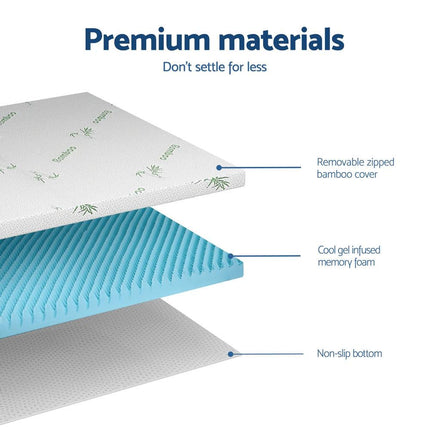 Giselle 8cm Memory Foam Mattress Topper Gel Egg Crate Foam Bamboo King Single.