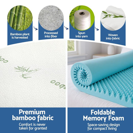 Giselle 8cm Memory Foam Mattress Topper Gel Egg Crate Foam Bamboo King Single.