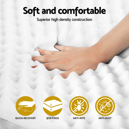 Giselle Bedding Memory Foam Mattress Topper Egg Crate 5cm King Single.