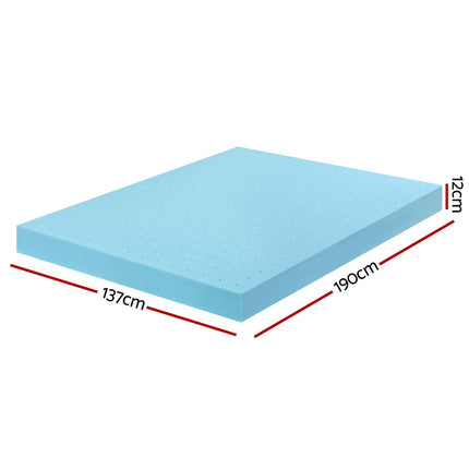Giselle 12cm Memory Foam Mattress Topper Ventilated Cool Gel Bamboo Cover Double.