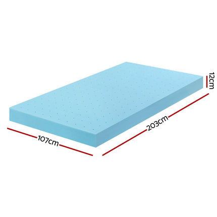 Giselle 12cm Memory Foam Mattress Topper Ventilated Cool Gel Bamboo Cover King Single.