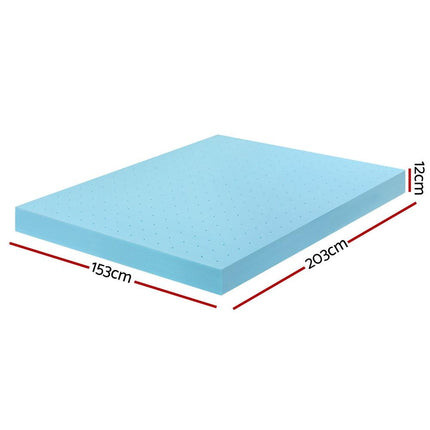 Giselle 12cm Memory Foam Mattress Topper Ventilated Cool Gel Bamboo Cover Queen.