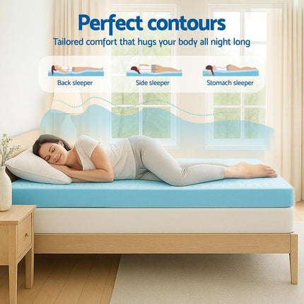 Giselle 12cm Memory Foam Mattress Topper Ventilated Cool Gel Bamboo Cover Single.