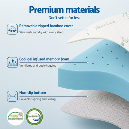 Giselle 12cm Memory Foam Mattress Topper Ventilated Cool Gel Bamboo Cover Single.