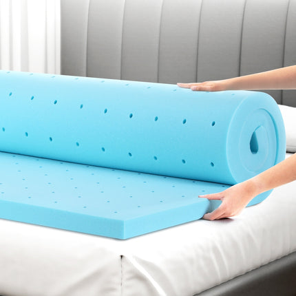 Giselle Bedding Memory Foam Mattress Topper Ventilated Cool Gel 5cm Queen.