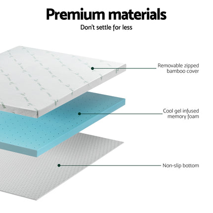 Giselle Bedding Memory Foam Mattress Topper Ventilated Cool Gel 8cm King Single.