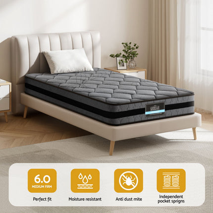 Giselle Bedding 22cm Mattress Medium Firm King Single.