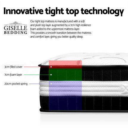 Giselle Bedding 30cm Mattress Medium Firm Queen.