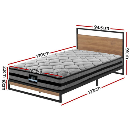 Artiss  Metal Bed Frame Single Size Beds Platform with Mattress.