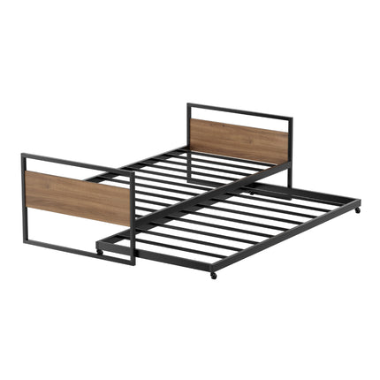 Artiss Bed Frame 2x Single Size Metal Trundle Daybed DEAN.