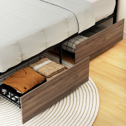 Artiss 2x Bed Frame Storage Drawers Trundle Black.