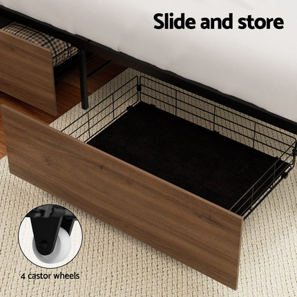 Artiss 2x Bed Frame Storage Drawers Trundle Black.