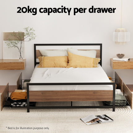 Artiss 2x Bed Frame Storage Drawers Trundle Black.