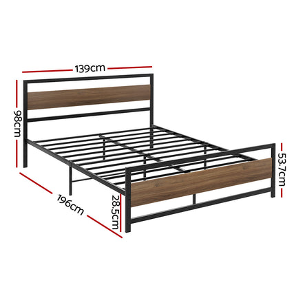 Artiss Bed Frame Double Size Metal Base Mattress Platform Foundation Black DREW.