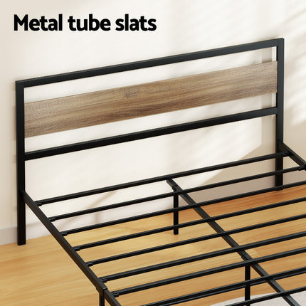 Artiss Bed Frame Queen Size Metal Base Mattress Platform Foundation Black DREW.