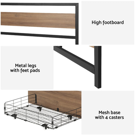 Artiss Bed Frame Queen Size Metal Frame with 2 Drawers DREW.