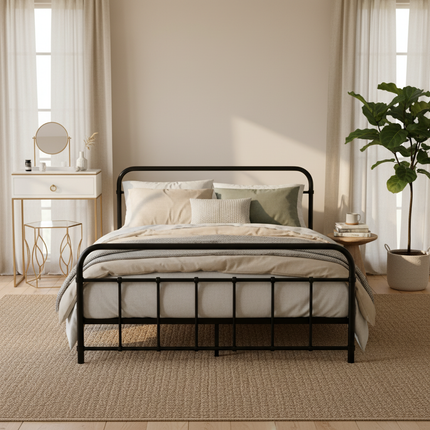 Artiss Bed Frame Metal Bed Frame LEO - Double (Black).