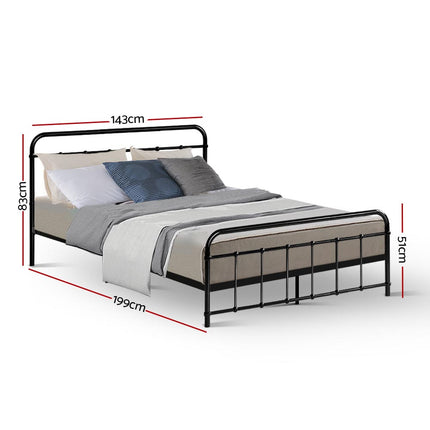Artiss Bed Frame Metal Bed Frame LEO - Double (Black).