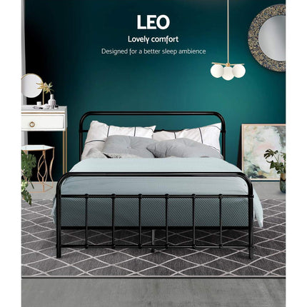 Artiss Bed Frame Metal Bed Frame LEO - Double (Black).