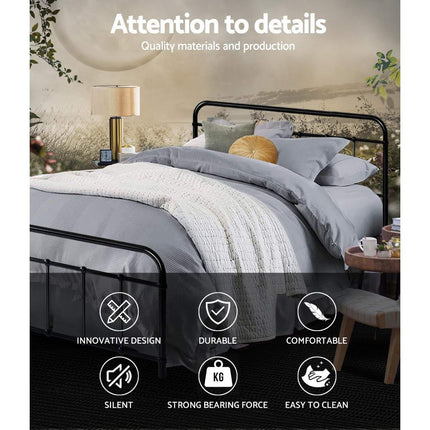 Artiss Bed Frame Metal Bed Frame LEO - Double (Black).