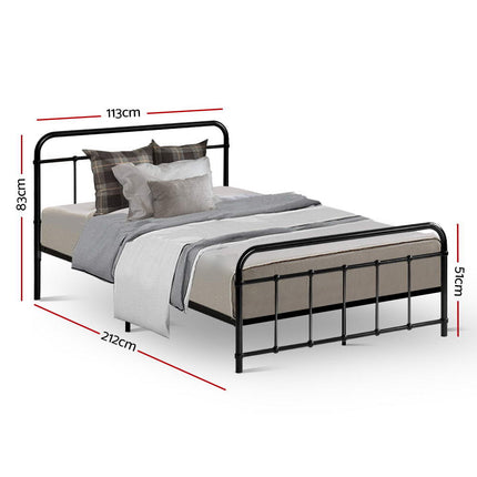Artiss Bed Frame Metal Bed Frame LEO - King Single(Black).