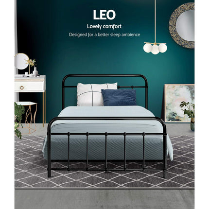 Artiss Bed Frame Metal Bed Frame LEO - King Single(Black).