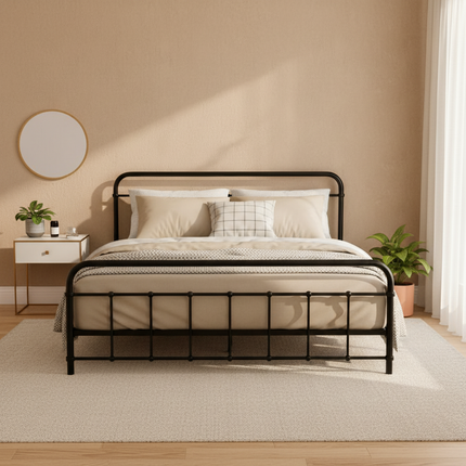 Artiss Bed Frame Metal Bed Frame LEO - Queen (Black).