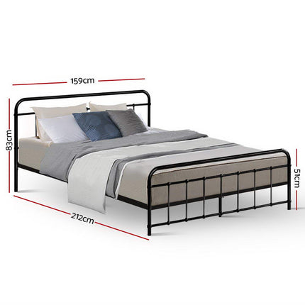 Artiss Bed Frame Metal Bed Frame LEO - Queen (Black).